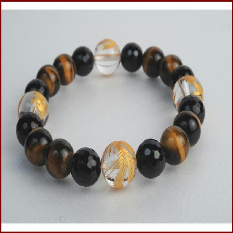 水晶彫刻・虎眼石ブレスレット